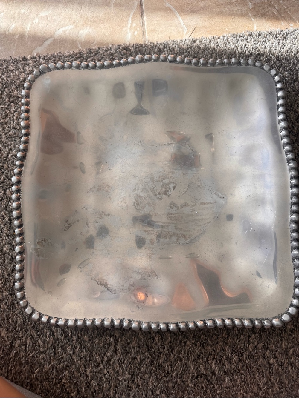 Lenox Silver Hammered Metal Chip & Dip Tray